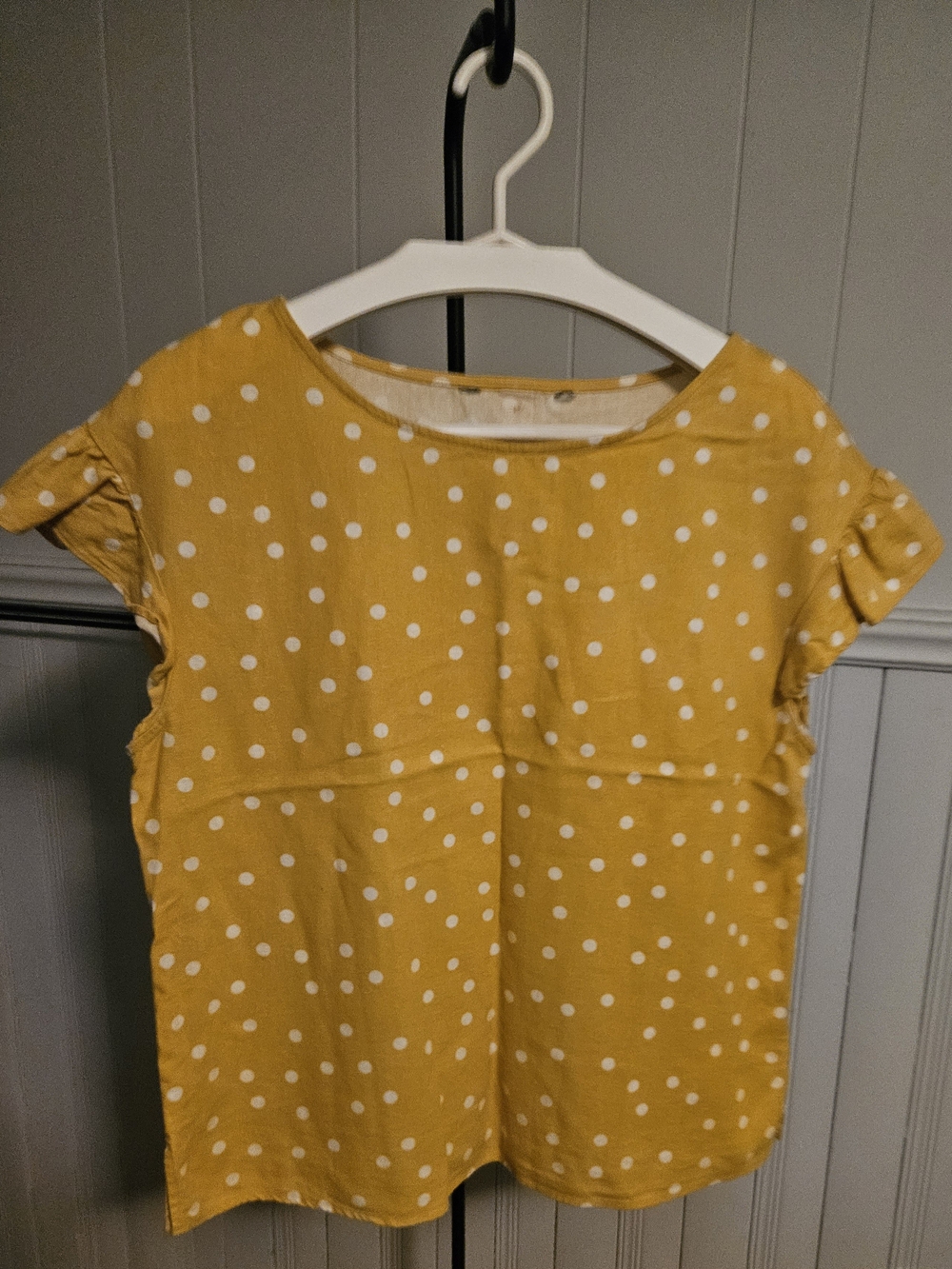 Ellen Tracy Linen Blend Mustard Polka Dot Top – Size M